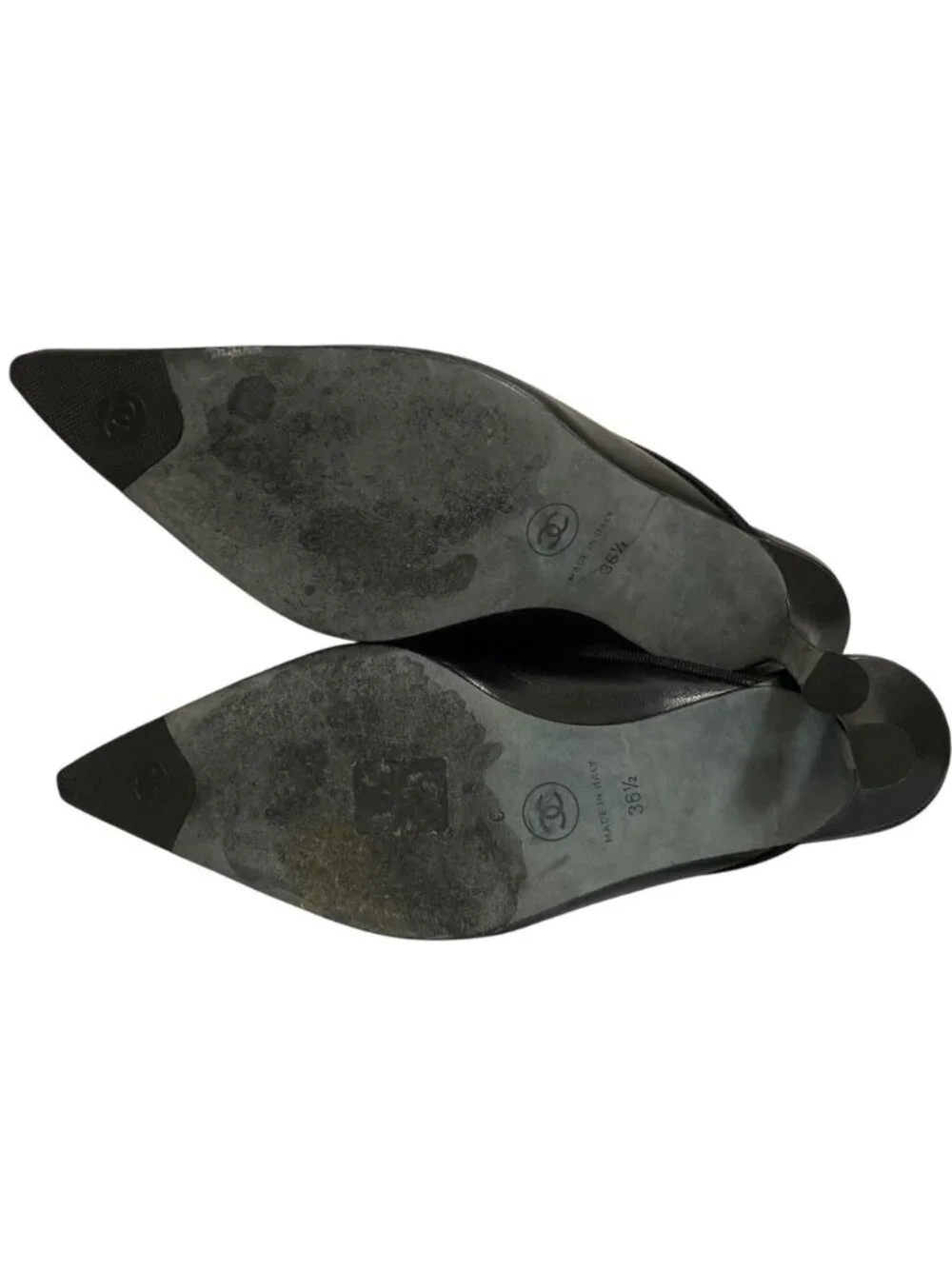 Chanel CC Logo Pointed Toe Sandals Black